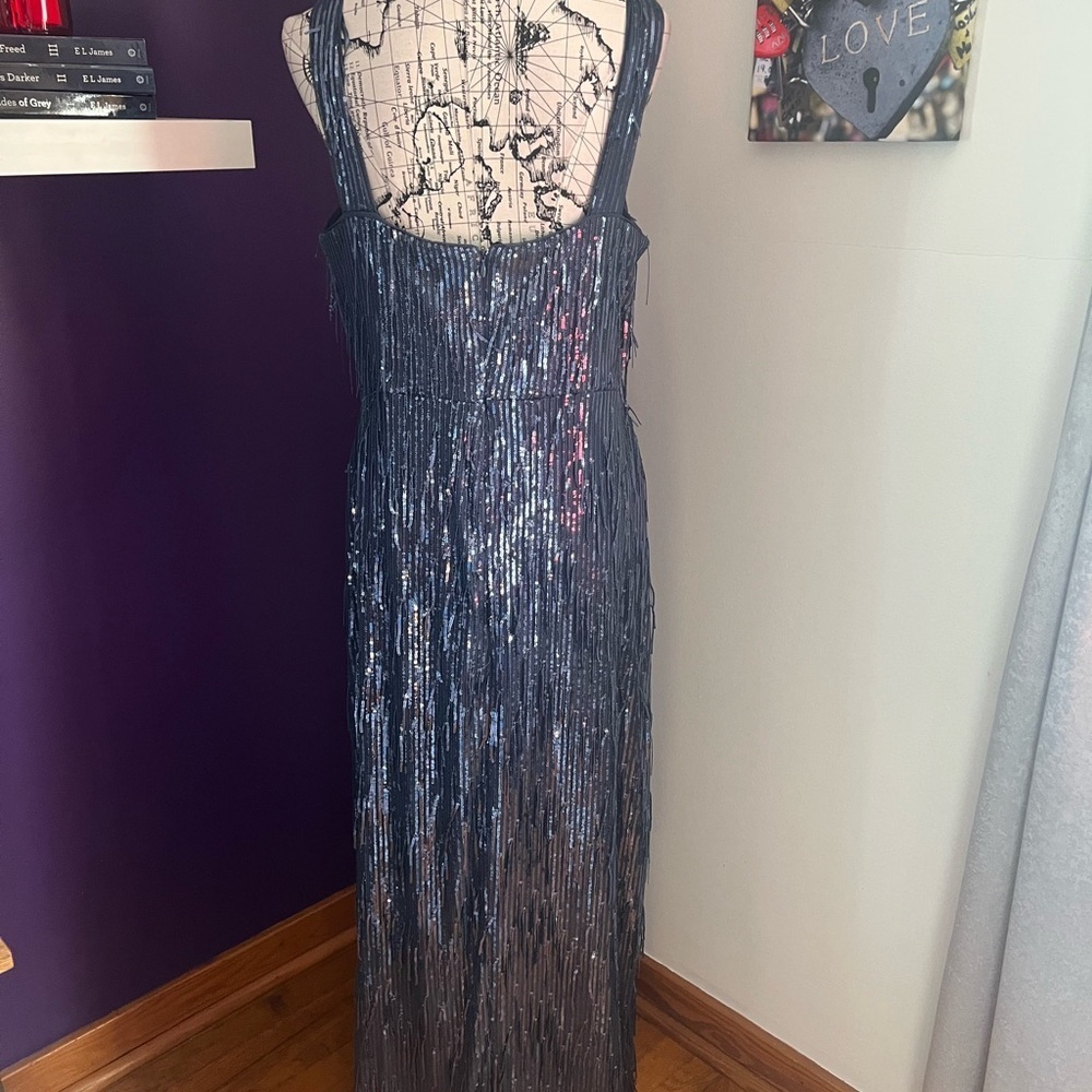 R&M Richards Sleeveless Sequin Fringe Dress - Picture 7 of 12